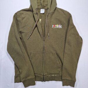 PINK Olive Green Zip-Up Hoodie for girls